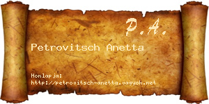 Petrovitsch Anetta névjegykártya